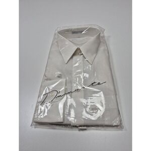 Diamante Dress Shirt Mens 17 36/37 White Big & Tall Long Sleeve Point Collar